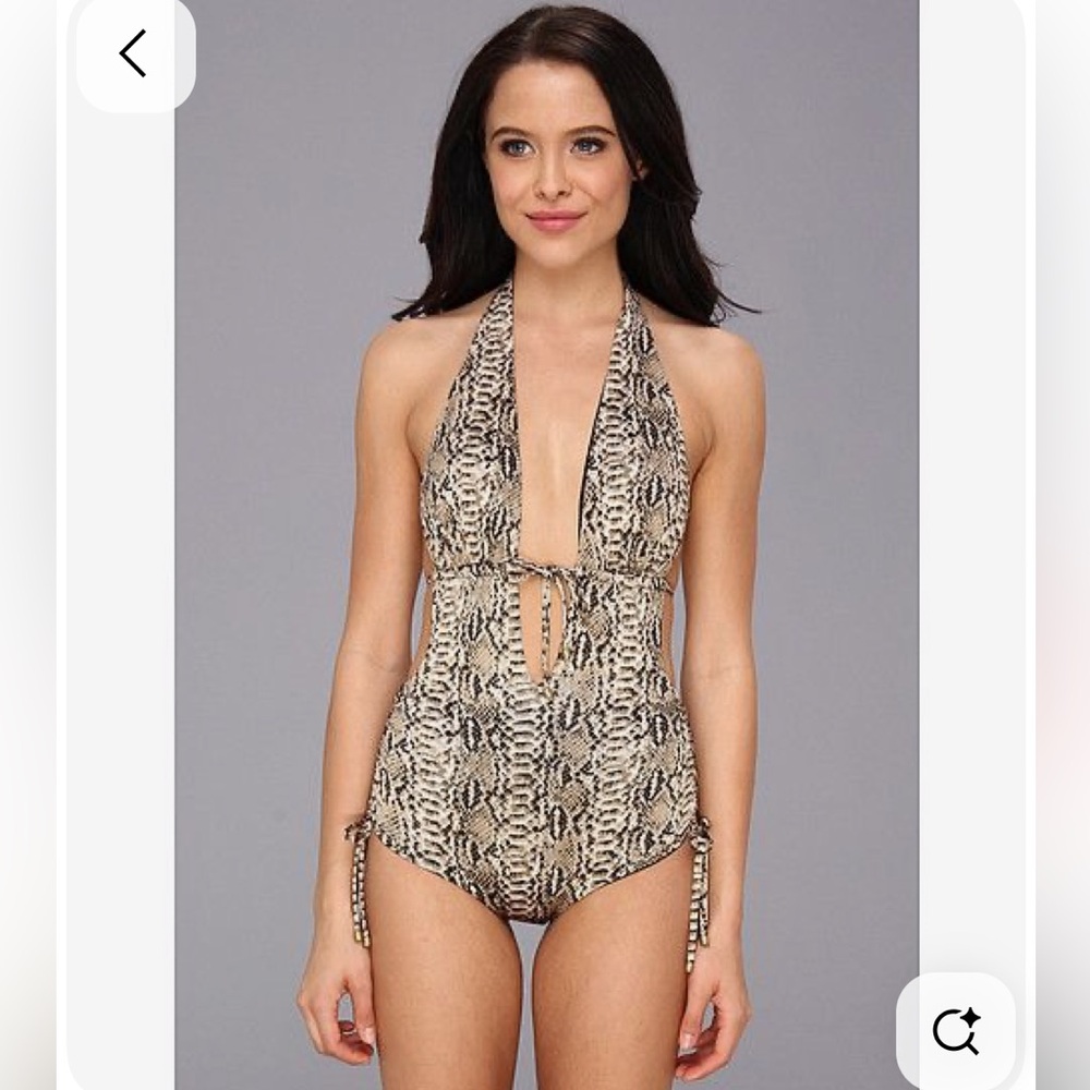 Vitamin A Women's Beige Snake Print One-Piece Swimsuit Size 4 NWT